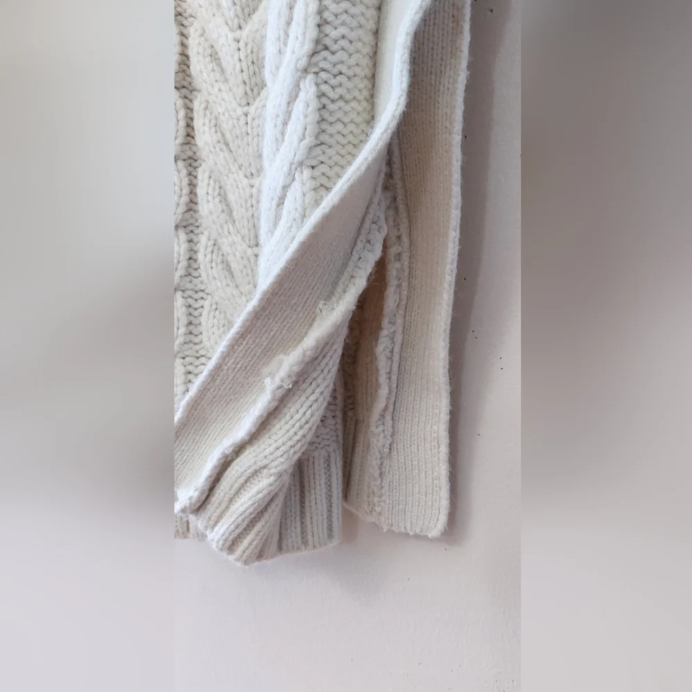 Zara Chunky Cable Knit Turtleneck Vest with Side Slits  Winter-White - Picture 3 of 6